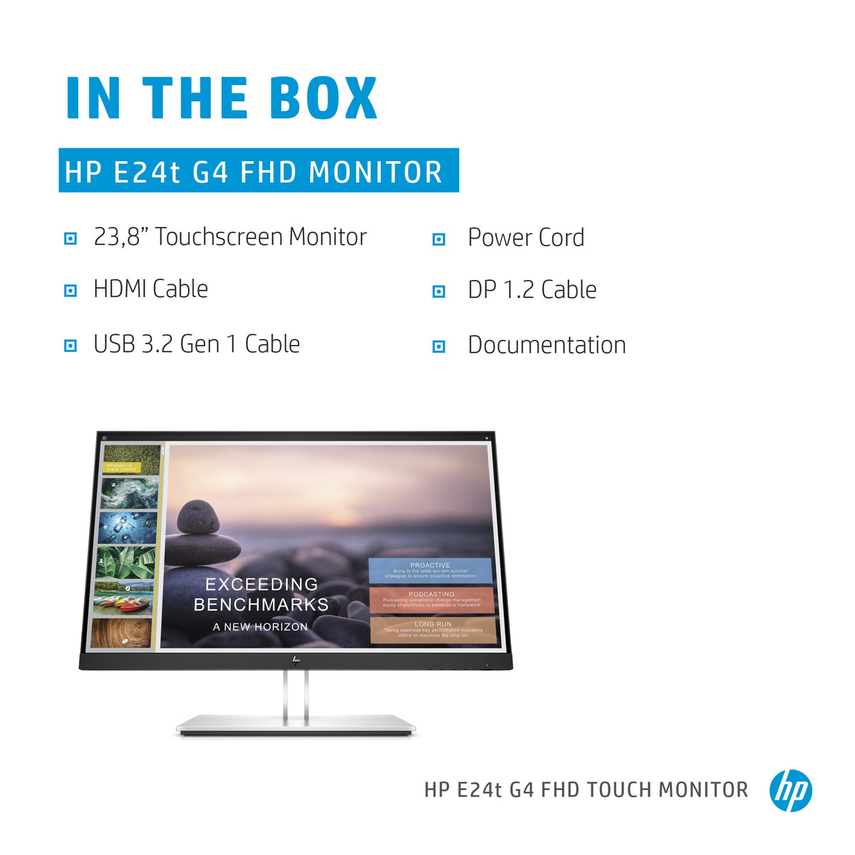 HP E-Series E24t G4 - 60.5 cm (23.8") 1920 x 1080p Full HD LCD Touchscreen Monitor