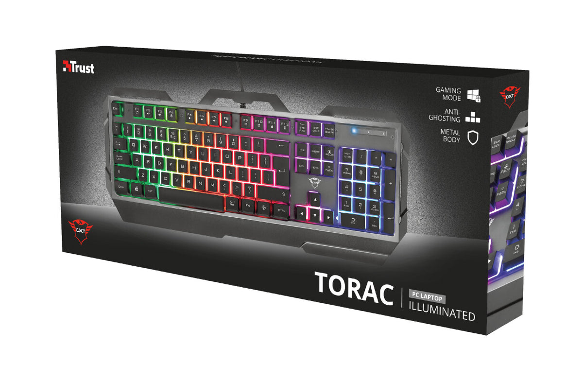 Trust GXT 856 Torac - USB Wired Membrane Keyboard in Black (QWERTY UK)