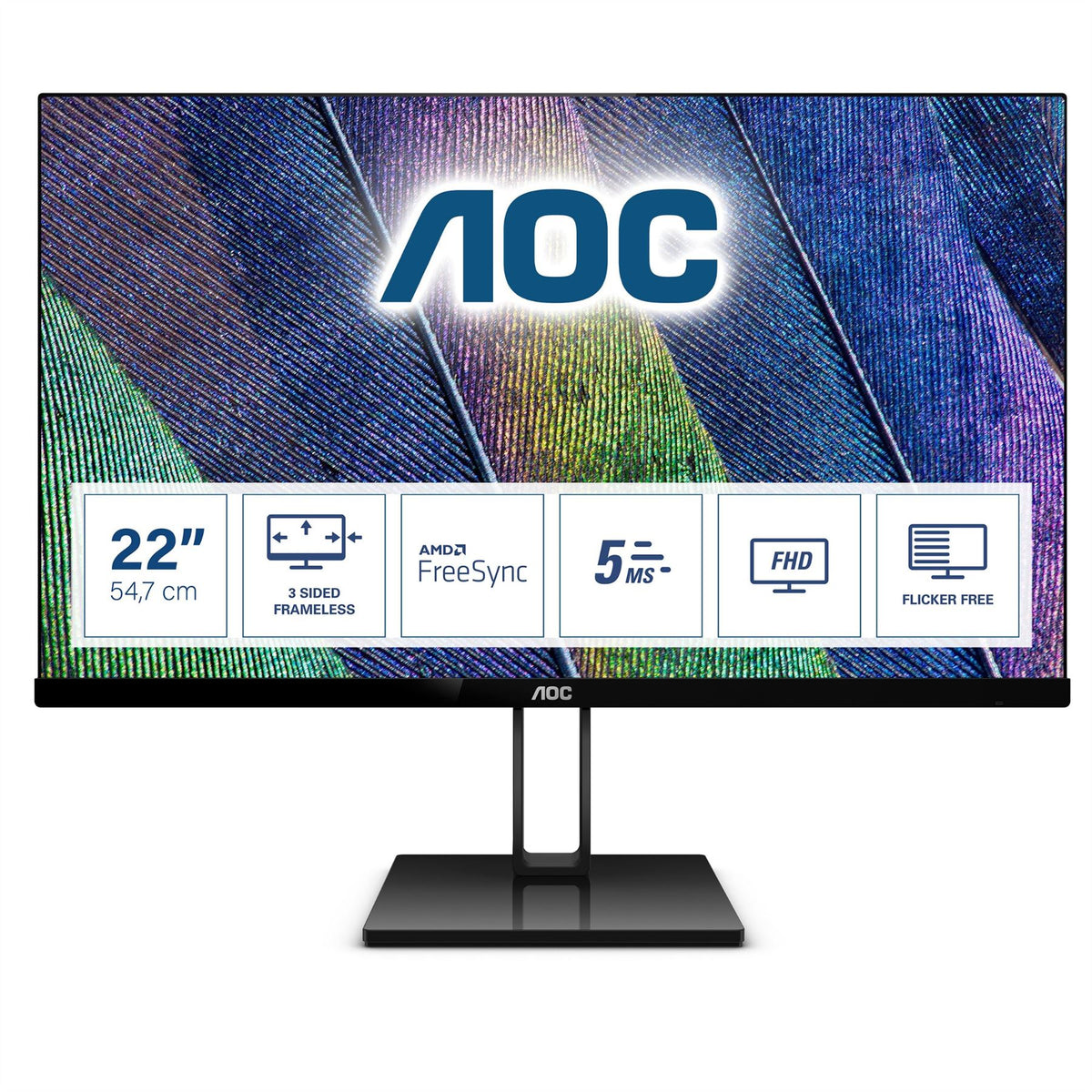 AOC V2 22V2Q Computer Monitor 54.6 cm (21.5") 1920 x 1080 pixels Full HD LED Black