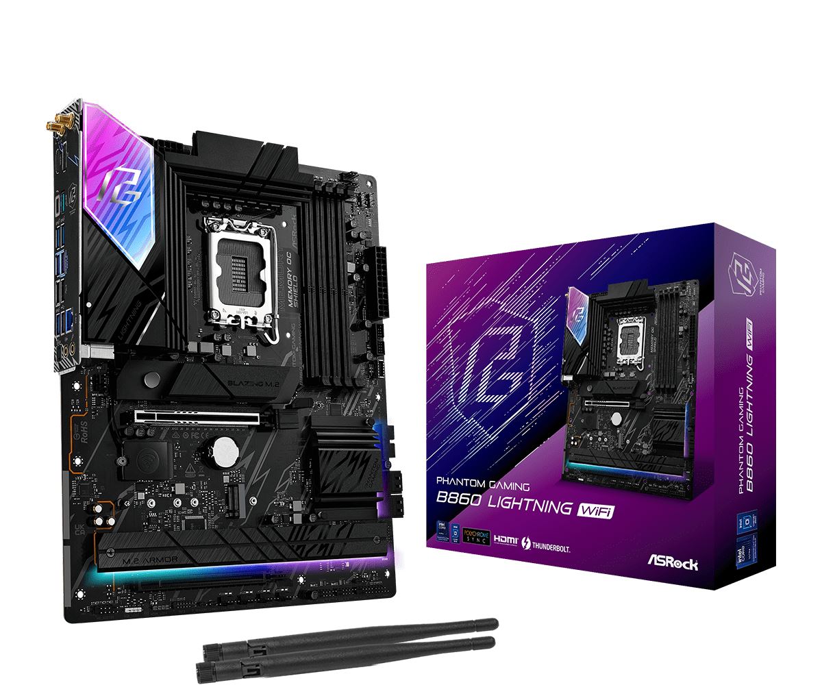 Asrock B860 Lightning WiFi ATX motherboard - Intel B860 LGA 1851