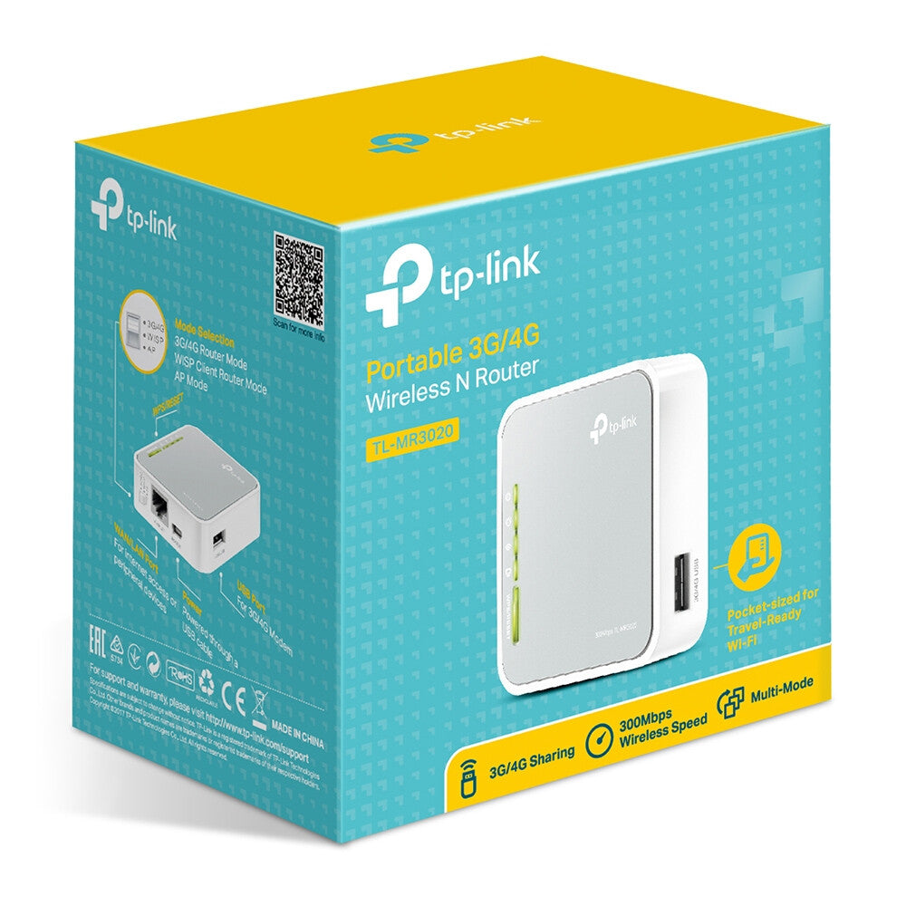 TP-Link TL-MR3020 Portable - 3G/4G Single-band (2.4 GHz) Wi-Fi 4 Wireless N Portable router
