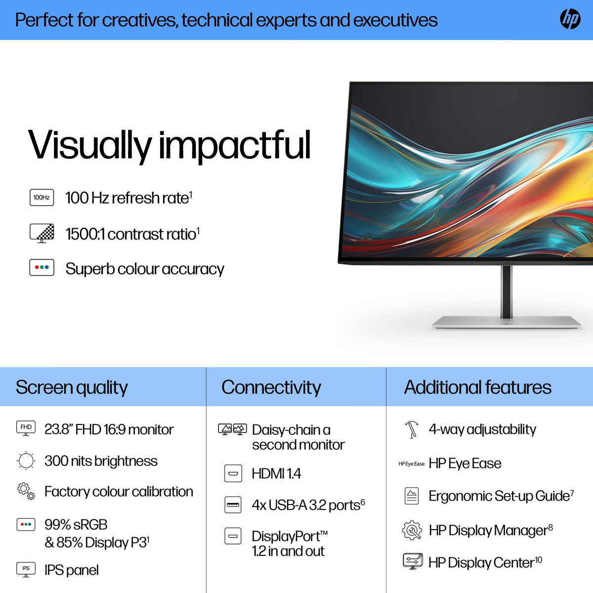 HP Series 7 Pro 724PF - 60.5 cm (23.8") - 1920 x 1080 pixels Full HD Monitor