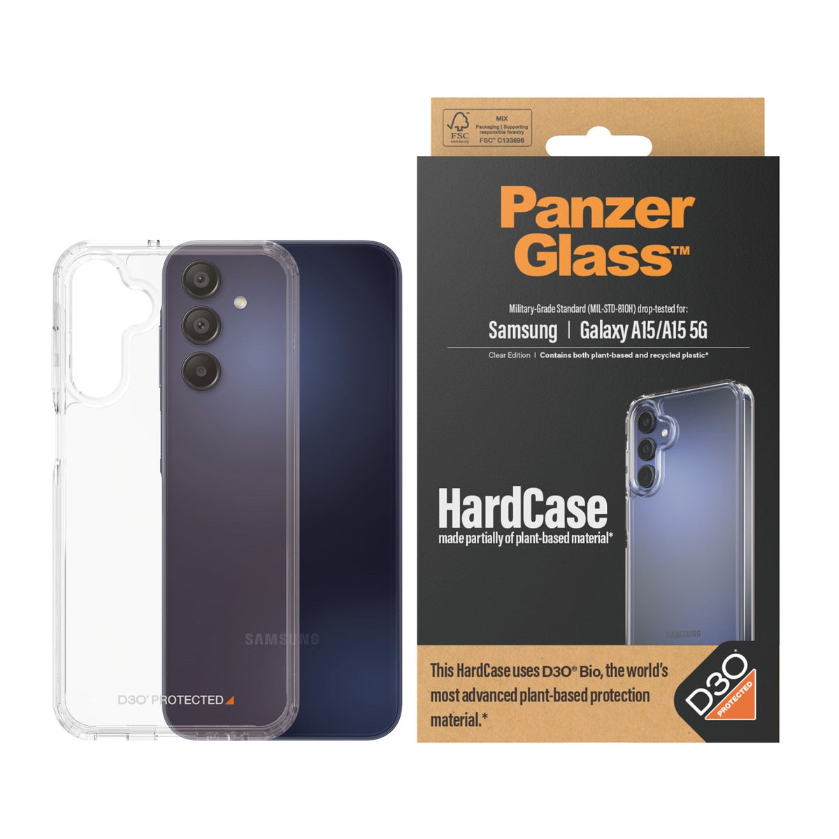 PanzerGlass ® Hardcase with D30 for Galaxy A15 / A15 (5G) in Transparent