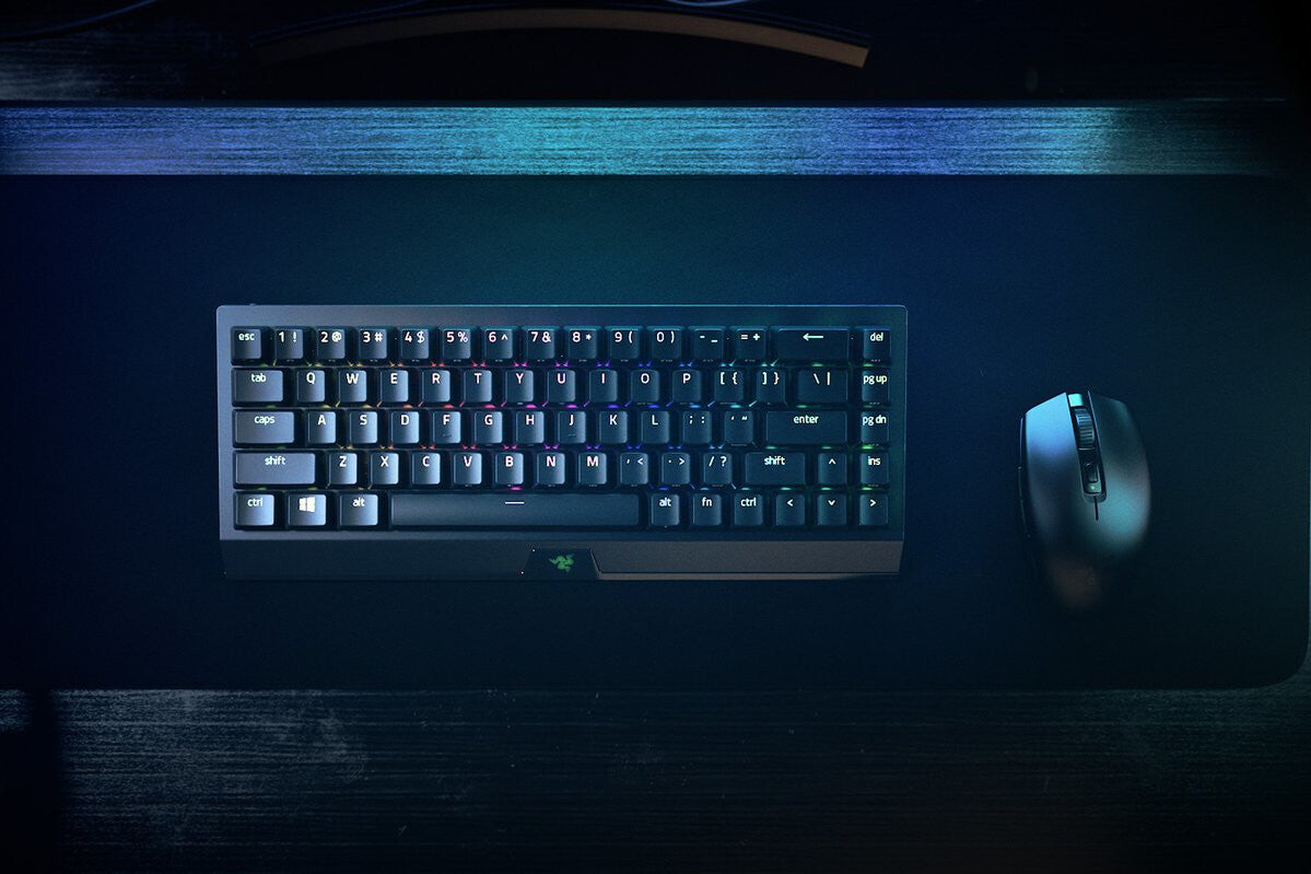 Razer BlackWidow V3 Mini HyperSpeed - USB Wired + RF Wireless + Bluetooth RGB Mechanical Keyboard in Black (QWERTY UK)