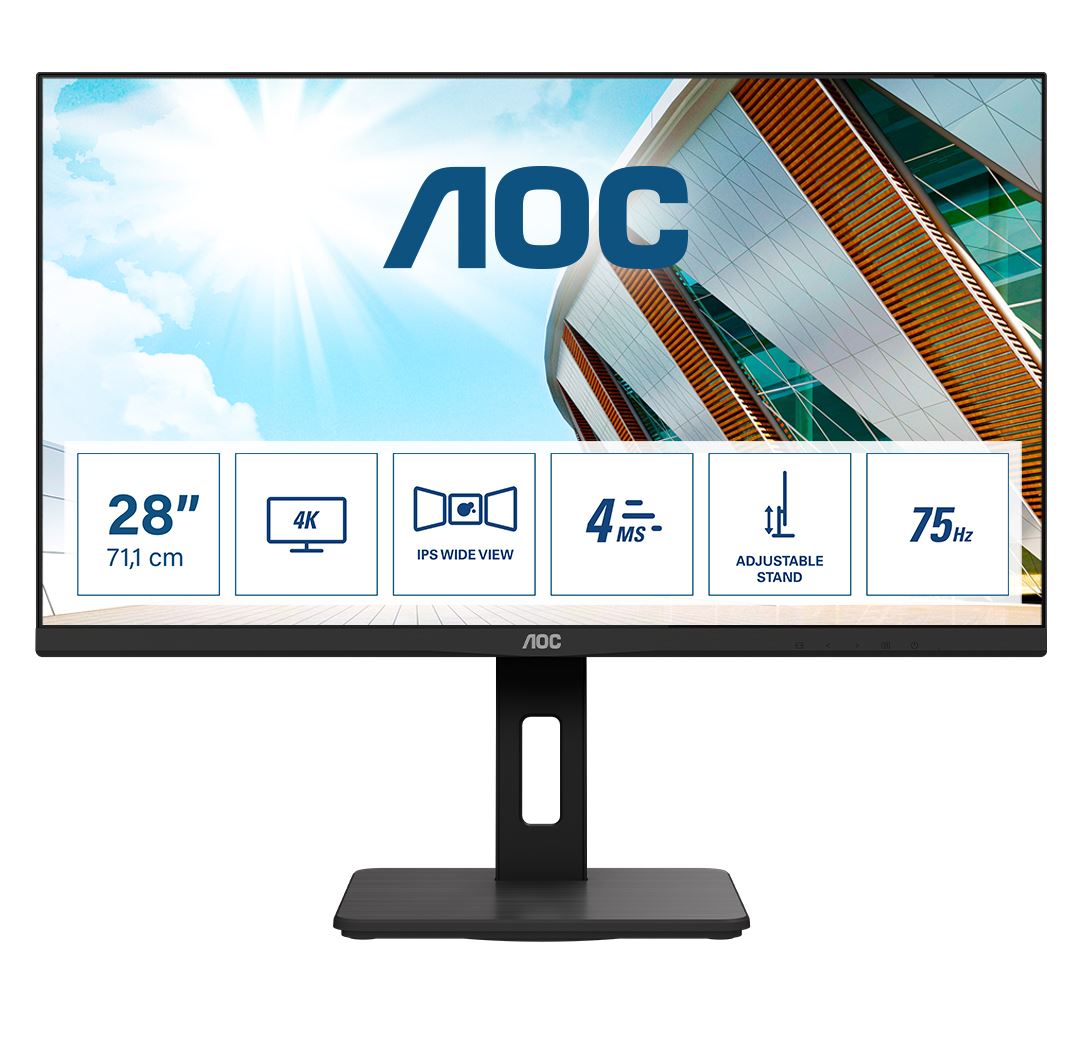 AOC P2 U28P2A Computer Monitor 71.1 cm (28") 3840 x 2160 pixels 4K Ultra HD LED Black