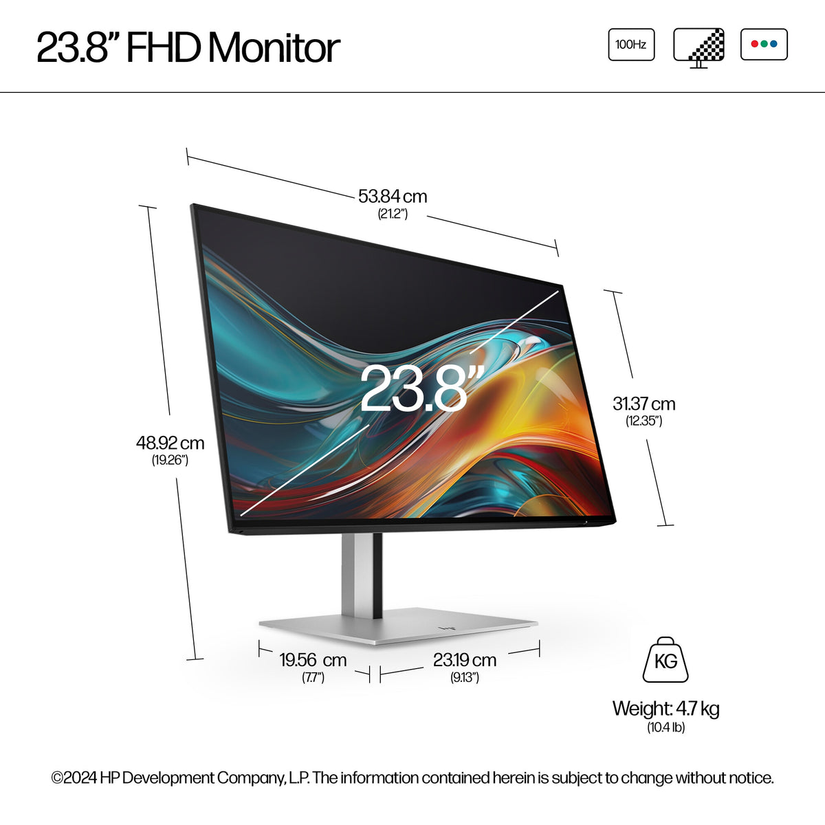 HP Series 7 Pro 724PF - 60.5 cm (23.8") - 1920 x 1080 pixels Full HD Monitor