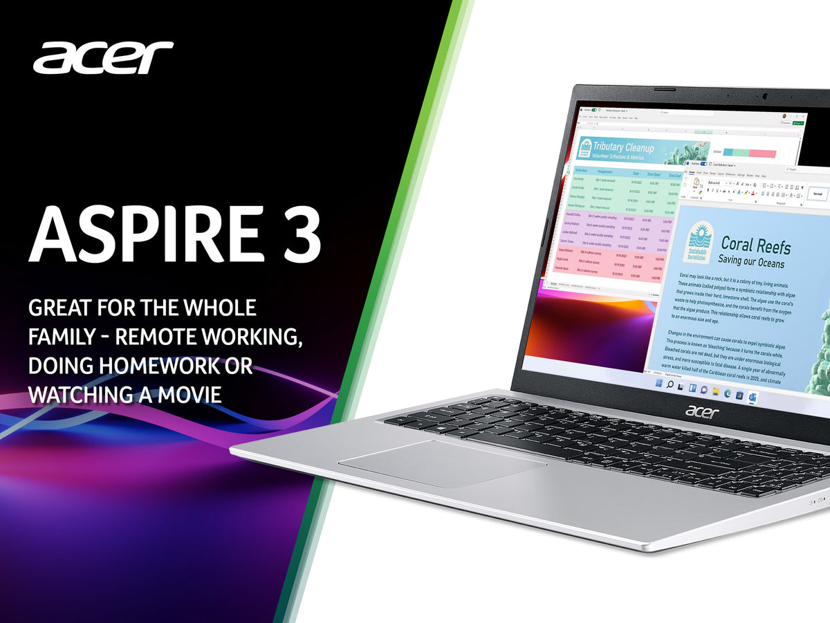 Acer Aspire 3 Laptop - 39.6 cm (15.6") - Intel® Core™ i7-1165G7 - 16 GB DDR4-SDRAM - 1 TB SSD - Wi-Fi 5 - Windows 11 Home - Silver