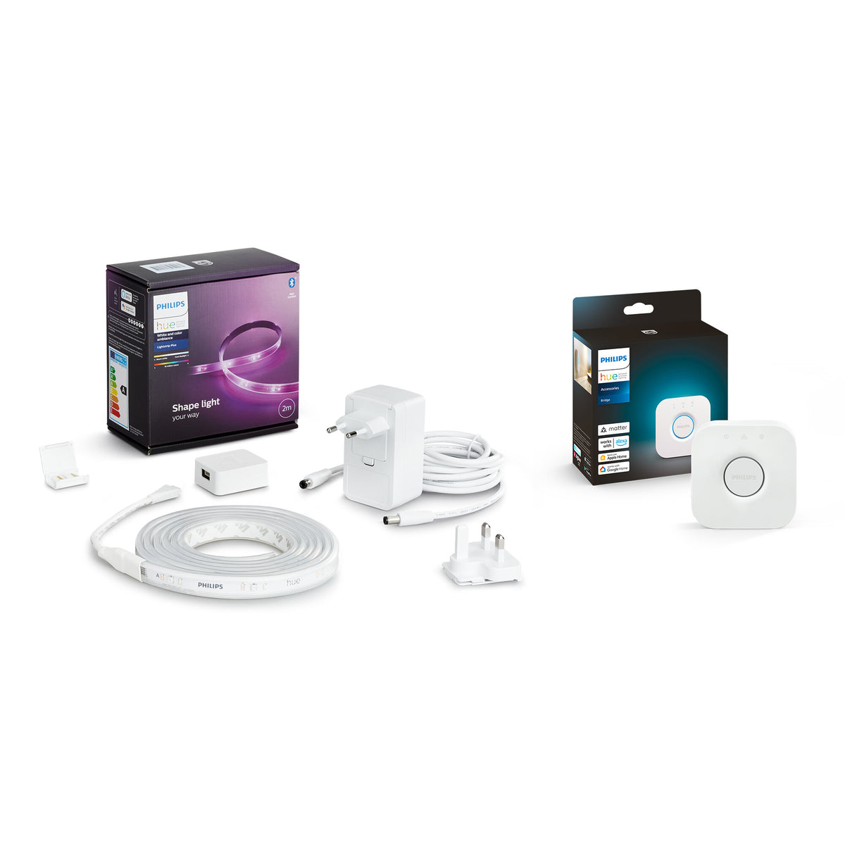 Philips Hue Lightstrip Plus V4 - 2M base with Bridge Starter Kit