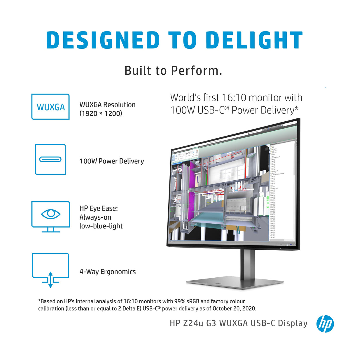 HP Z24u G3 - 61 cm (24") - 1920 x 1200 pixels LCD Monitor