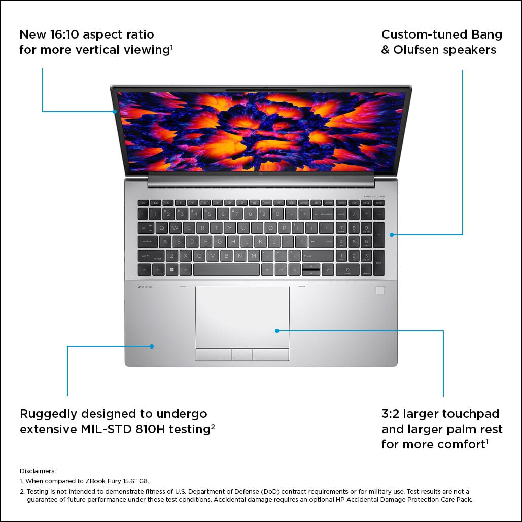 HP ZBook Fury 16 G9 Laptop - 40.6 cm (16") - Intel® Core™ i9-12950HX - 32 GB DDR5-SDRAM - 1 TB SSD - NVIDIA RTX A3000 - Wi-Fi 6E - Windows 11 Pro - Grey