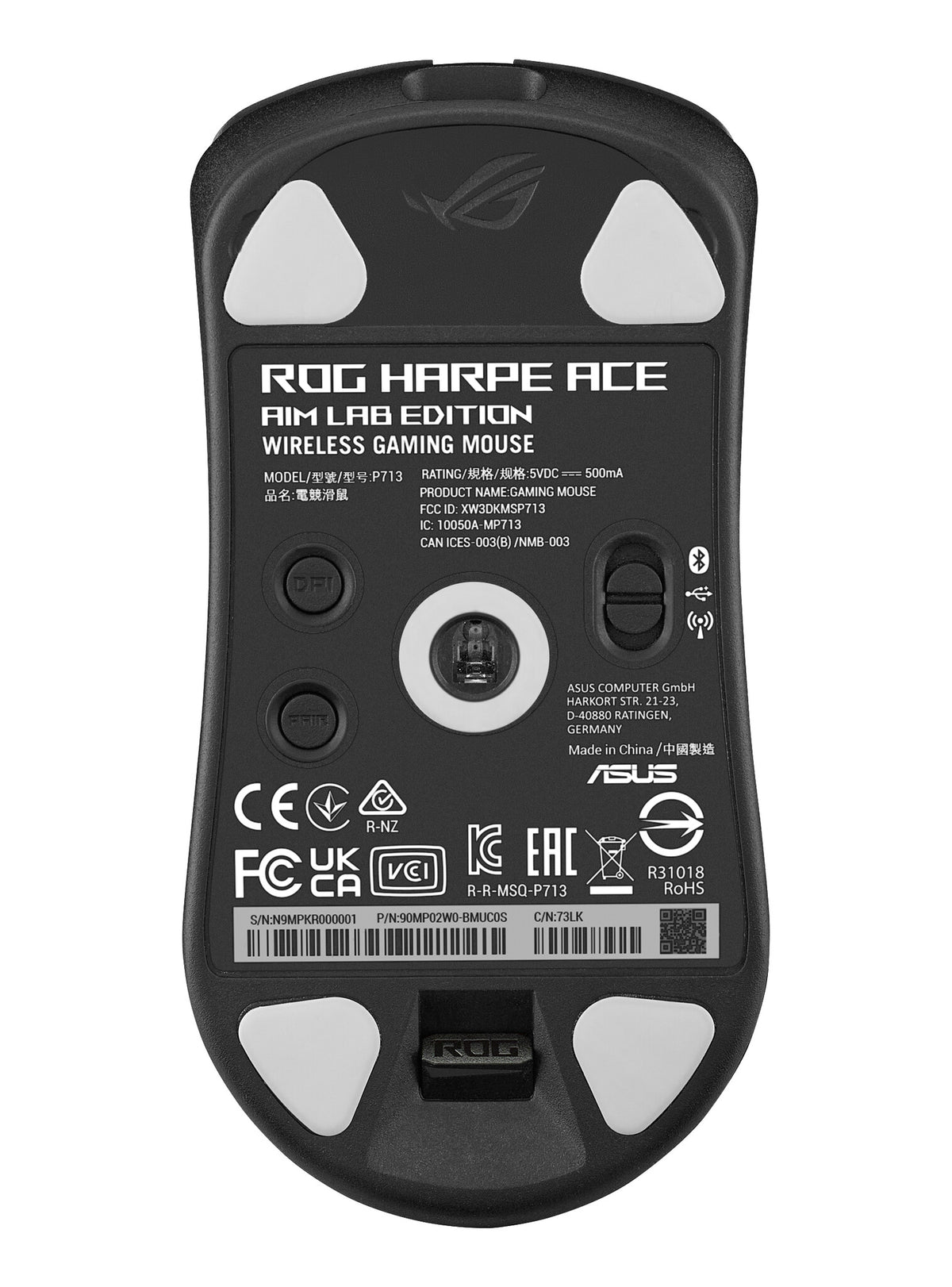 ASUS ROG Harpe Ace "Aim Lab Edition" - RF Wireless + Bluetooth + USB Type-C Opto-mechanical Mouse in Black - 36,000 DPI