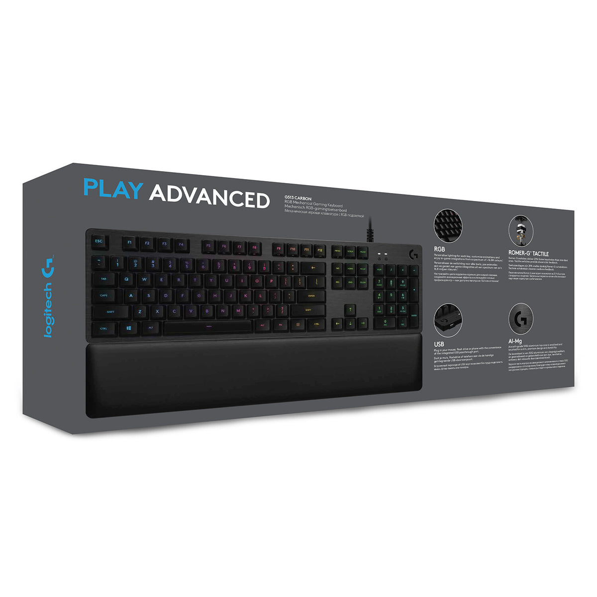 Logitech G - G513 CARBON LIGHTSYNC RGB - USB Wired RGB Mechanical Gaming Keyboard in Carbon (AZERTY French)
