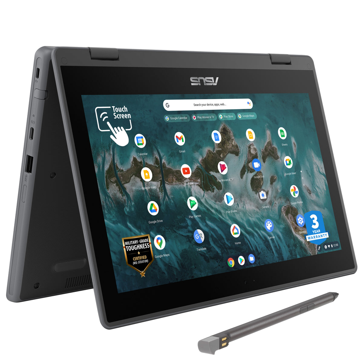 ASUS Chromebook Flip CR1 - 29.5 cm (11.6") - Touchscreen - Intel® Celeron® N4500 - 4 GB LPDDR4x-SDRAM - 64 GB eMMC - Wi-Fi 6 - ChromeOS - Grey