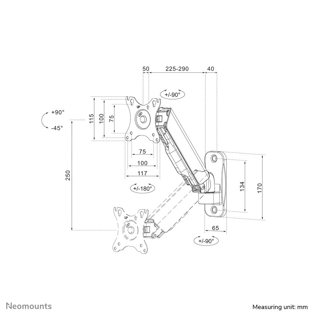 Neomounts WL70-440BL11 Wall monitor mount for 43.2 cm (17") to 81.3 cm (32")