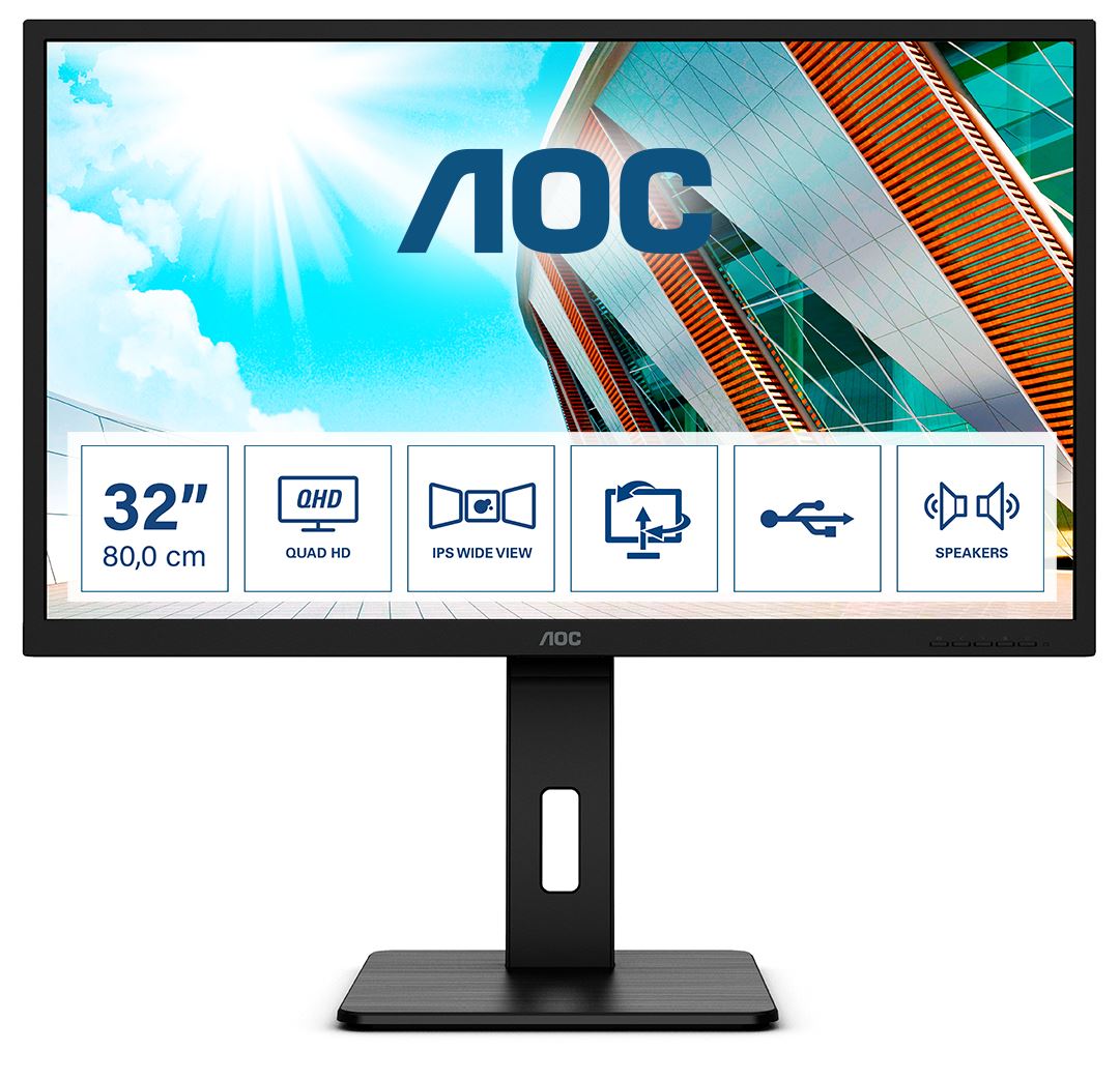 AOC P2 Q32P2 Computer Monitor 80 cm (31.5") 2560 x 1440 pixels 2K Ultra HD LED Black