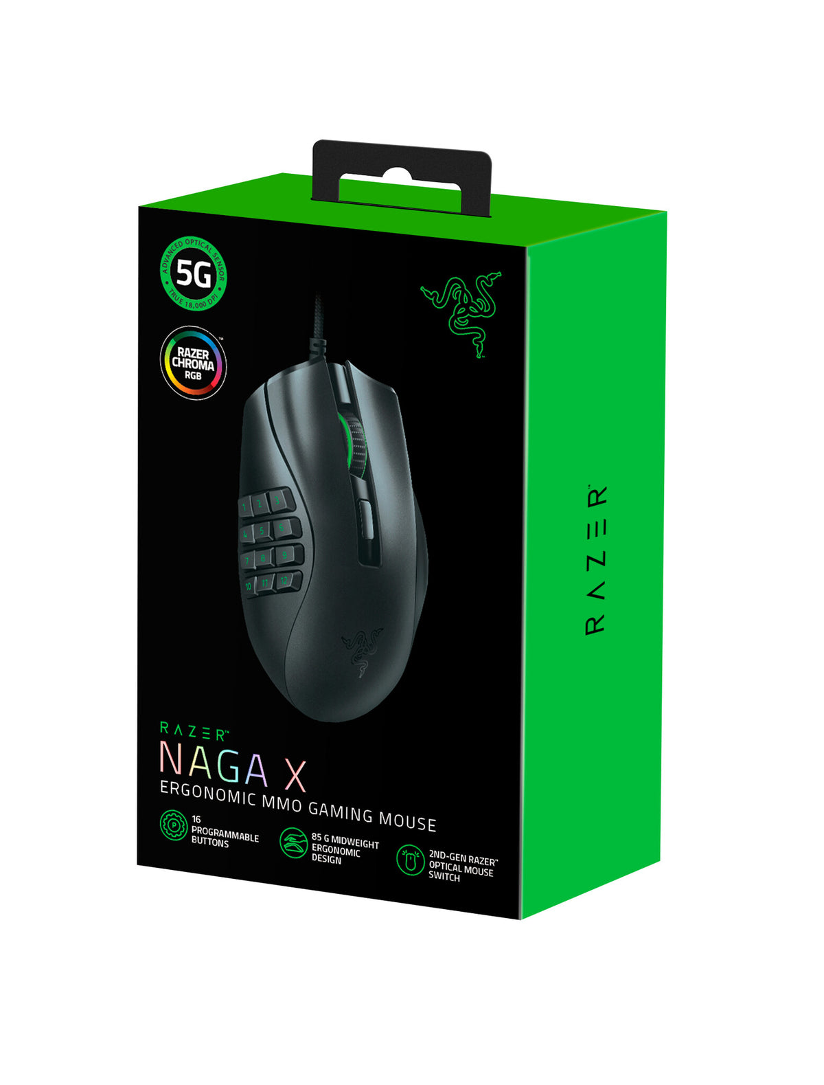 Razer Naga X - USB Type-A Optical Mouse - 18,000 DPI