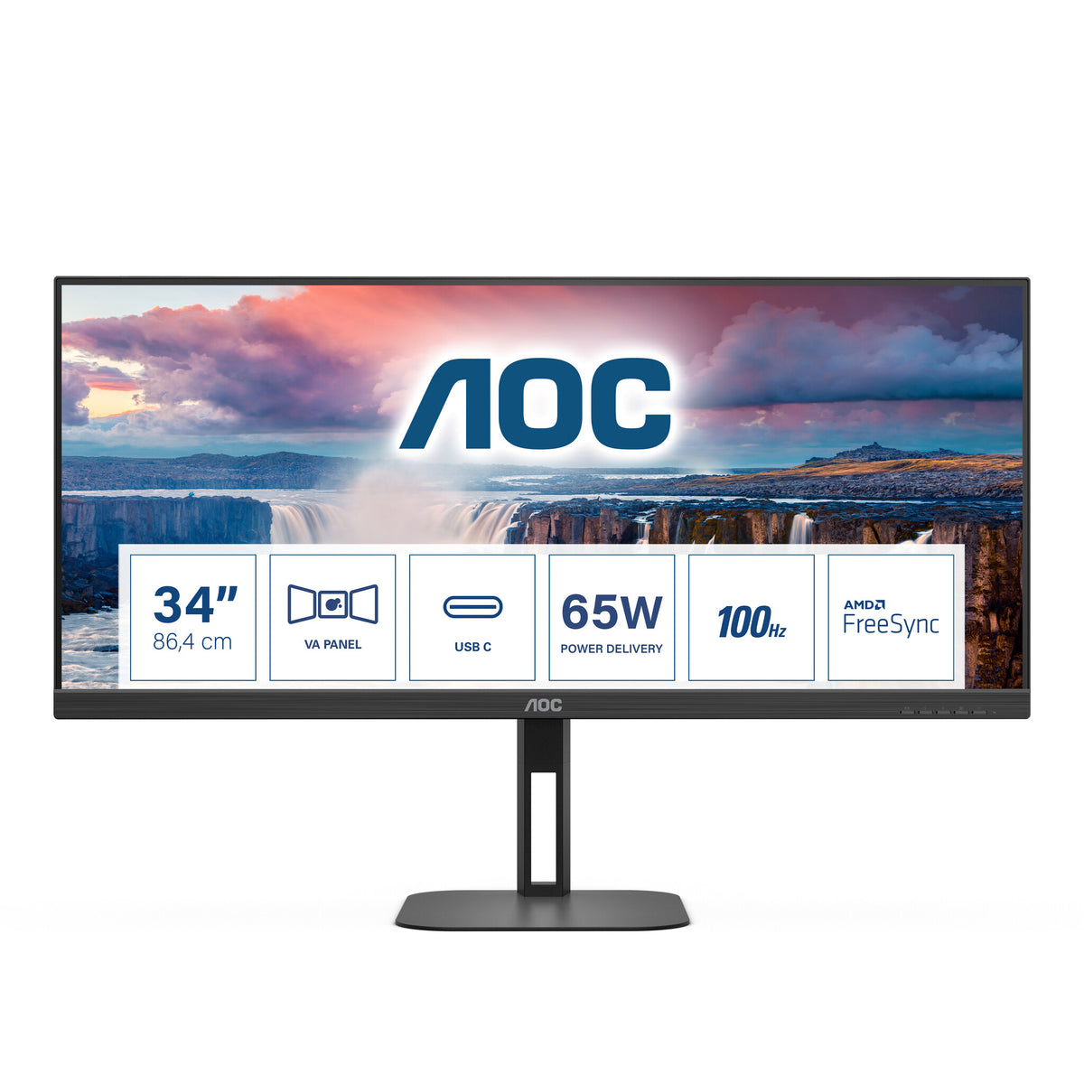 AOC V5 U34V5C/BK - 86.4 cm (34") - 3440 x 1440 pixels UltraWide QHD LCD Monitor