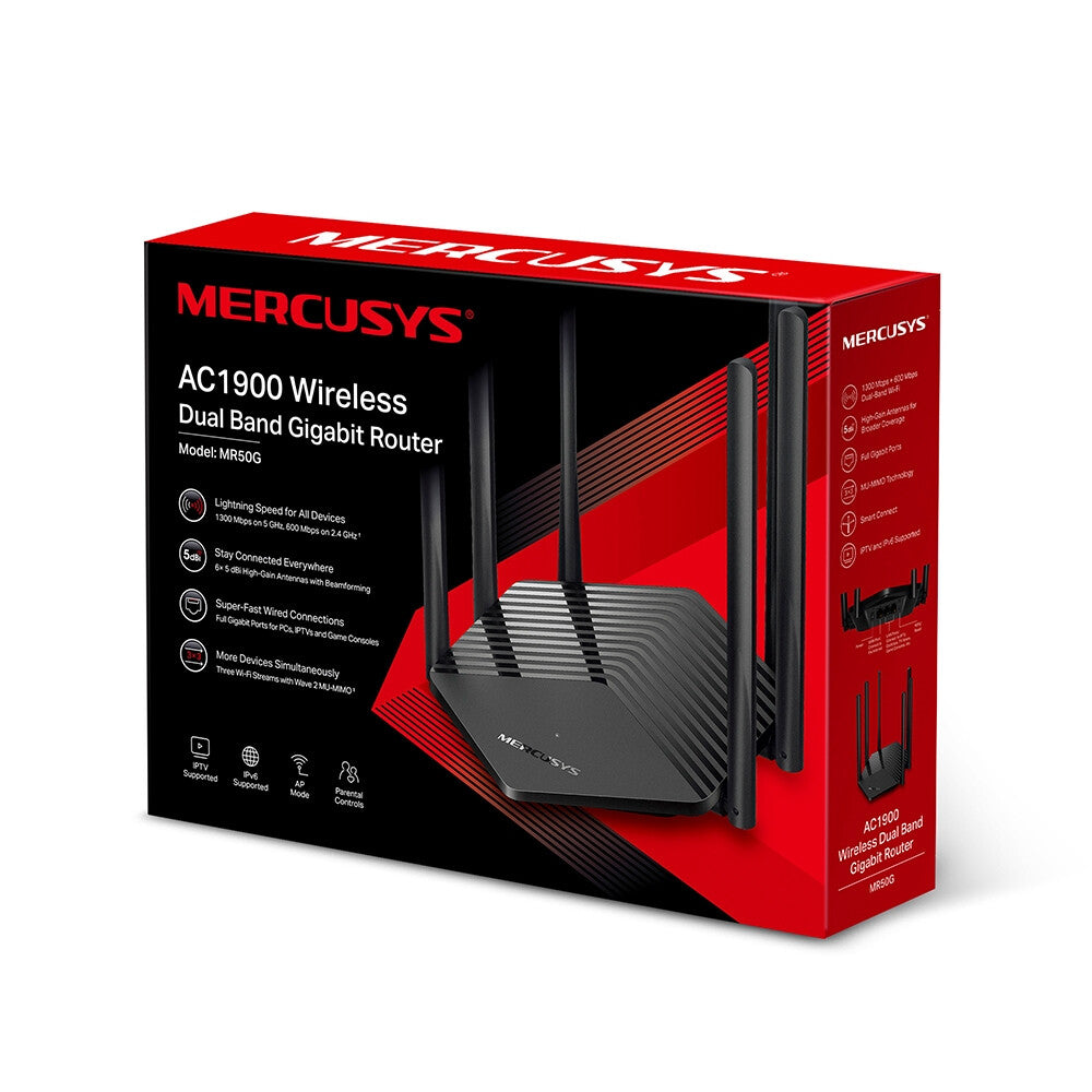 Mercusys AC1900 - Gigabit Ethernet Dual-band (2.4 GHz / 5 GHz) wireless router in Black