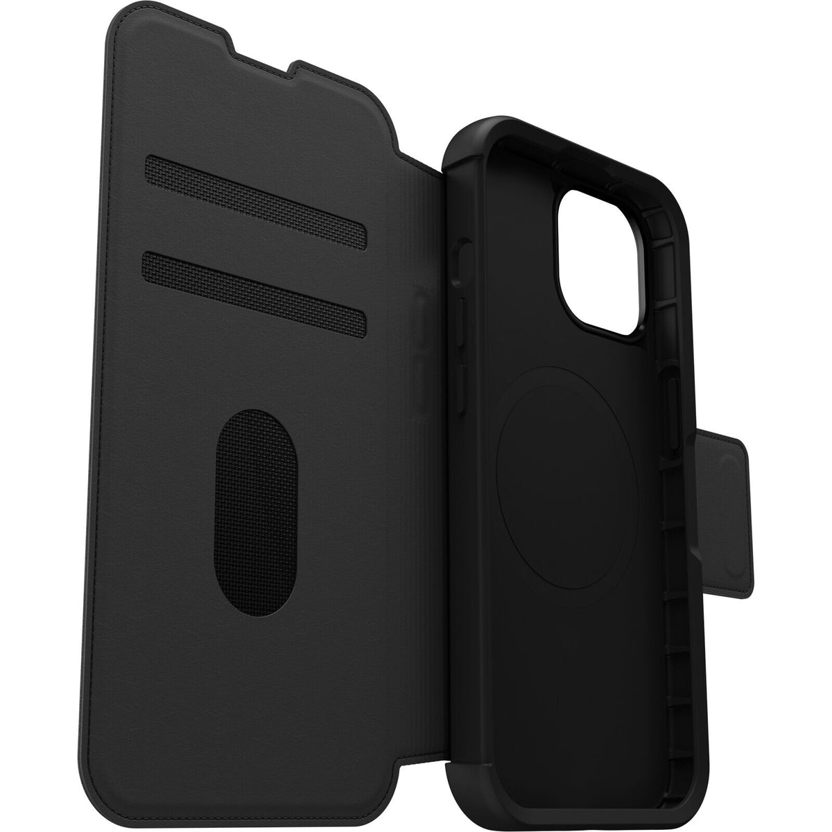OtterBox Strada Series Folio with MagSafe for iPhone 15 in Shadow (Black)