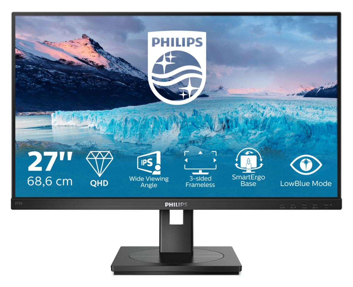 Philips S Line 275S1AE/00 LED display 68.6 cm (27") 2560 x 1440 pixels 2K Ultra HD LCD Black Monitor