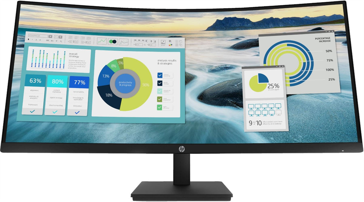 HP P34hc G4 86.4 cm (34") 3440 x 1440 pixels Quad HD LED Black Monitor