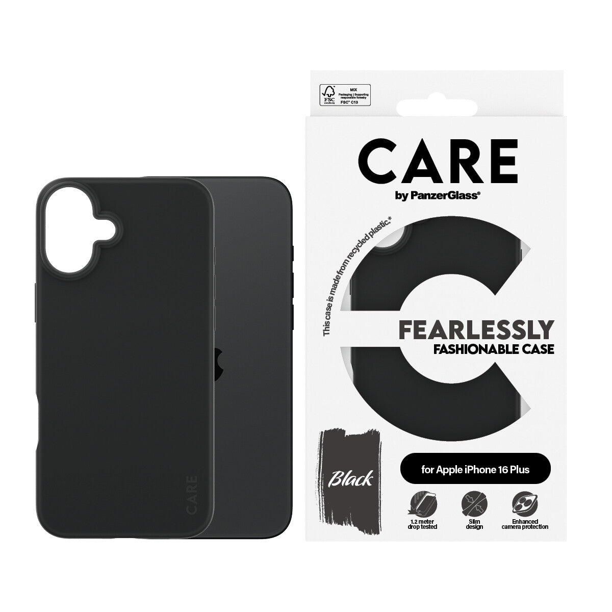 CARE by PanzerGlass® Fashionable Case for iPhone 16 Plus in Black