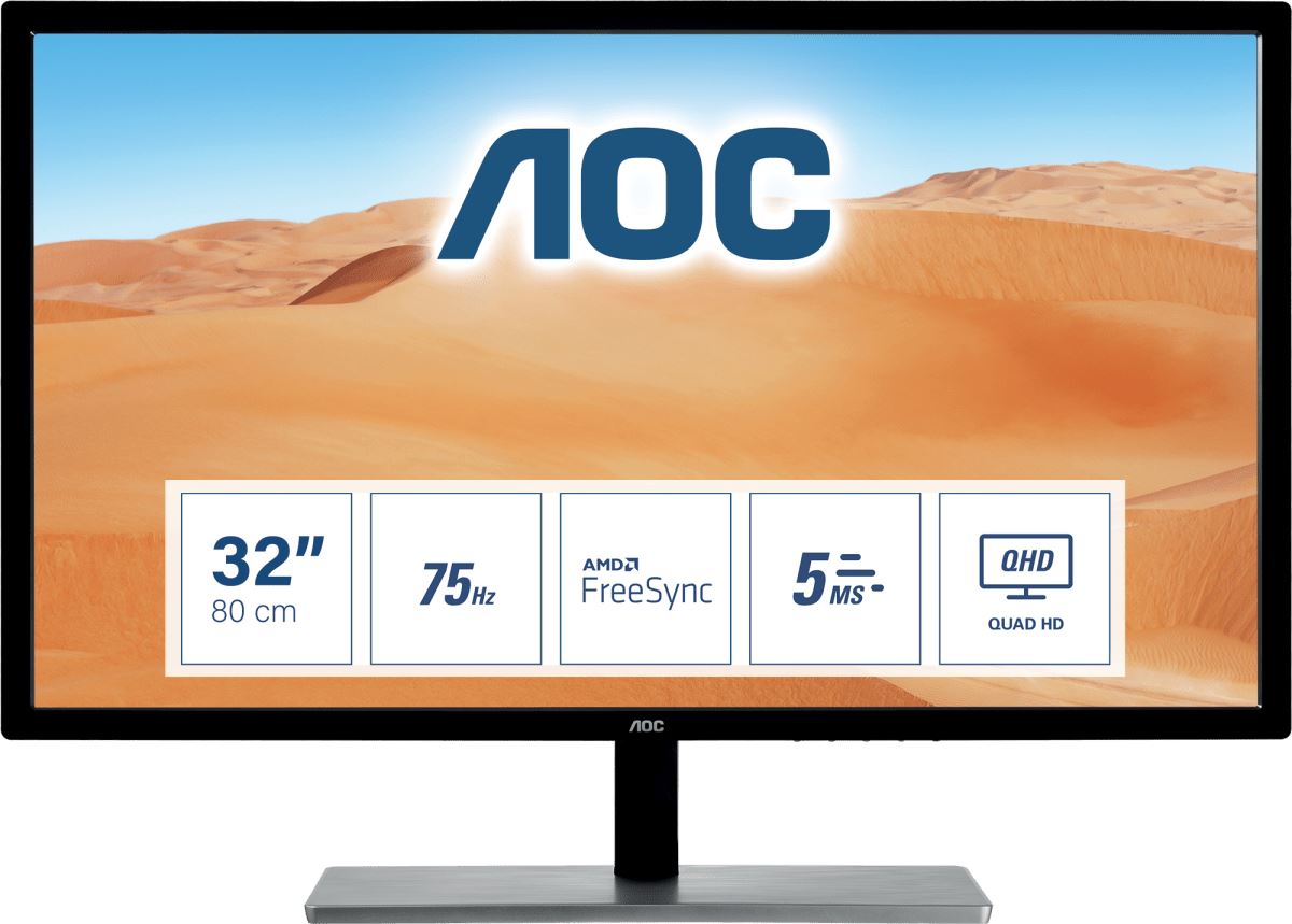 AOC 79 Series Q3279VWFD8 Computer Monitor 80 cm (31.5") 2560 x 1440 pixels Quad HD LED Black, Silver