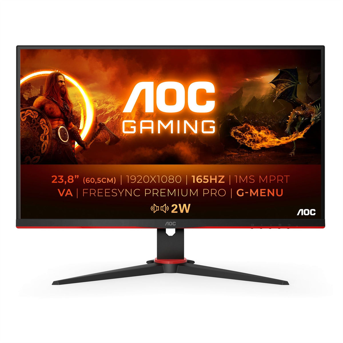 AOC 24G2SAE/BK Computer Monitor 60.5 cm (23.8") 1920 x 1080 pixels Full HD Black, Red