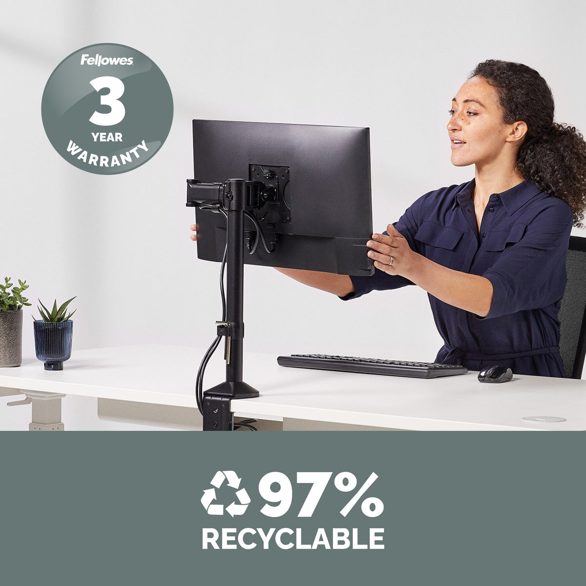 Fellowes Reflex Monitor Arm - 8502501 - Desk monitor mount for upto 81.3 cm (32")
