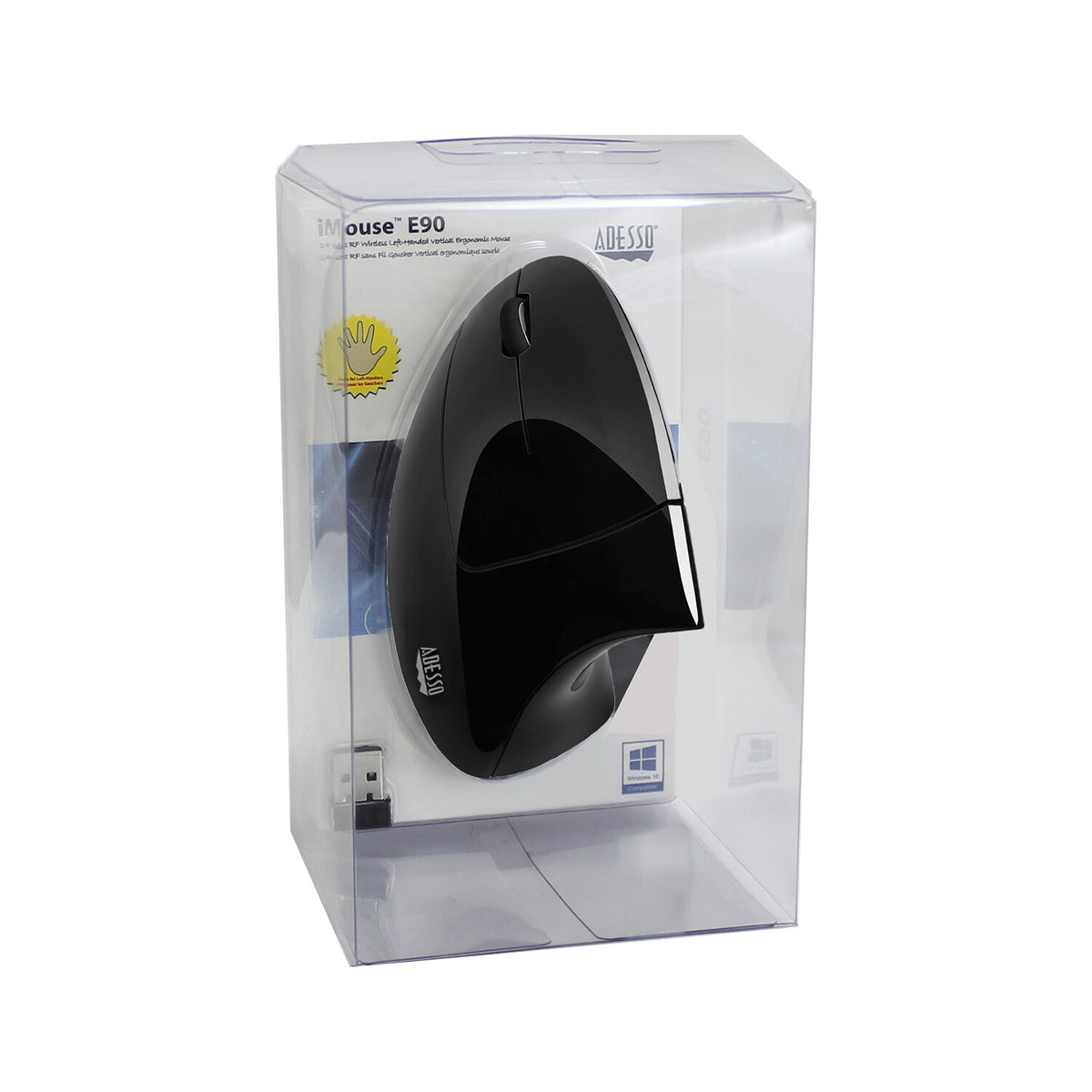 Adesso iMouse E90 - Wireless Left-Handed Vertical Ergonomic Mouse