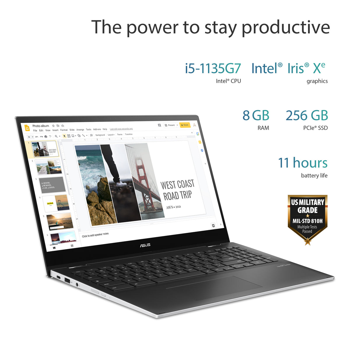 ASUS Chromebook Flip - 39.6 cm (15.6&quot;) - Touchscreen - Intel® Core™ i5-1135G7 - 8 GB LPDDR4x-SDRAM - 256 GB SSD - Wi-Fi 6 - ChromeOS - White