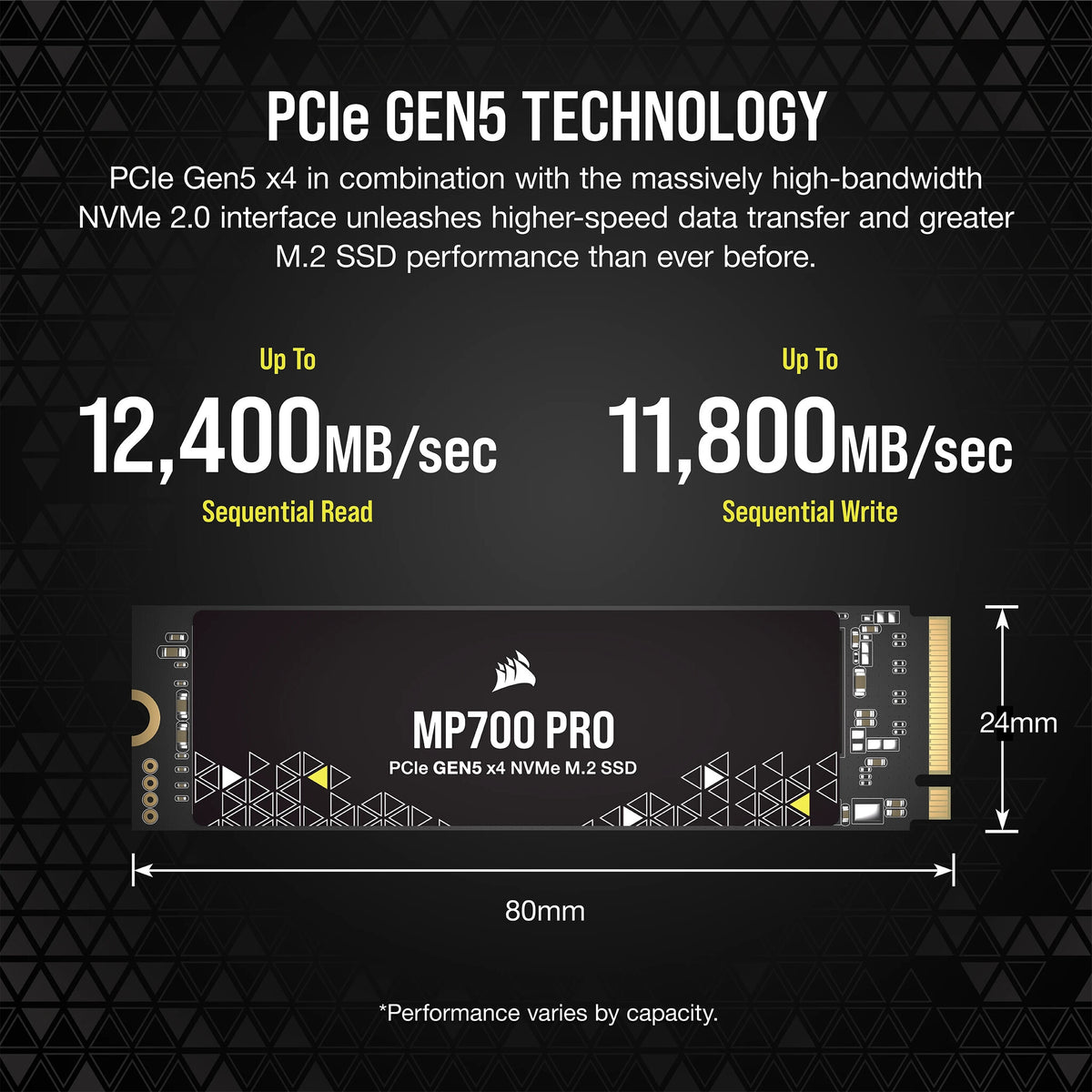 Corsair MP700 PRO - PCI Express 5.0 3D TLC NAND NVMe M.2 SSD - 2 TB