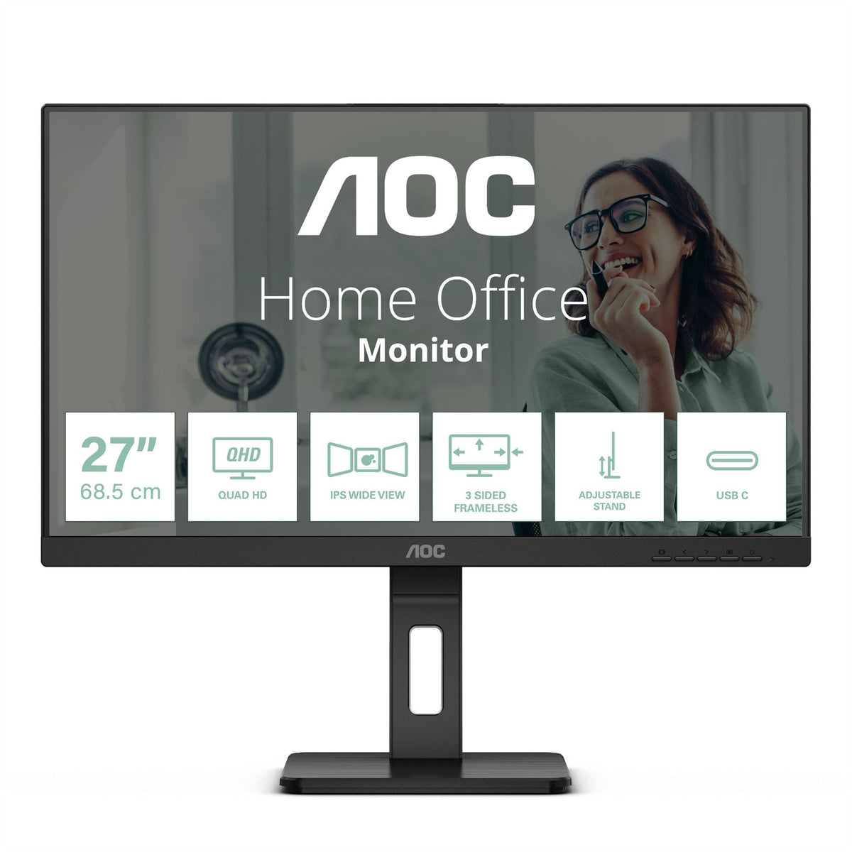 AOC Q27P3CV Computer Monitor 68.6 cm (27") 2560 x 1440 pixels Quad HD LED Black