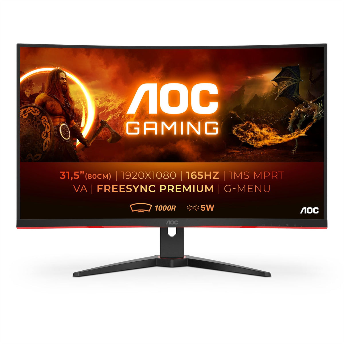 AOC G2 C32G2AE/BK LED display 80 cm (31.5") 1920 x 1080 pixels Full HD Black, Red Monitor