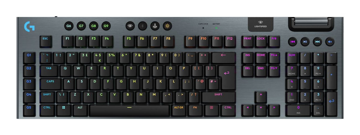 Logitech G915 X LIGHTSPEED - USB + RF Wireless + Bluetooth Gaming Keyboard in Black (QWERTY UK English)