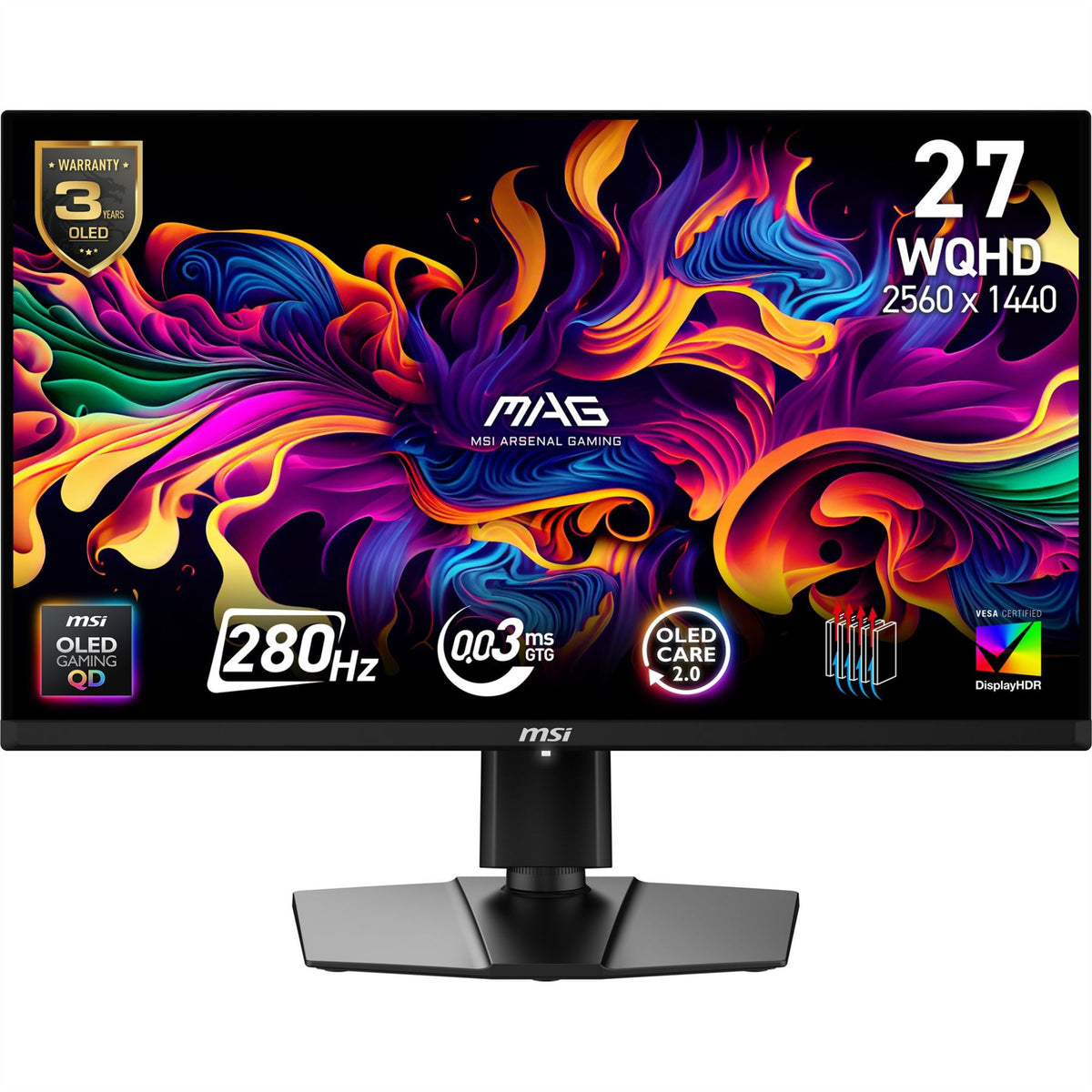 MSI MAG 271QP QD-OLED X28 computer monitor 67.3 cm (26.5") 2560 x 1440 pixels Wide Quad HD Black