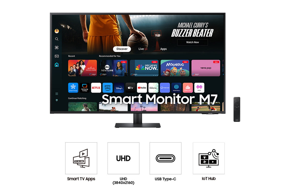 Samsung Smart Monitor M7 - 109.2 cm (43&quot;) - 3840 x 2160 pixels 4K UHD LCD Monitor with Remote