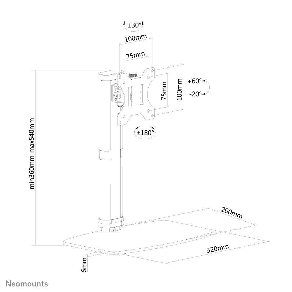 Neomounts FPMA-D890BLACK - Desk monitor desk stand for 25.4 cm (10") to 76.2 cm (30")