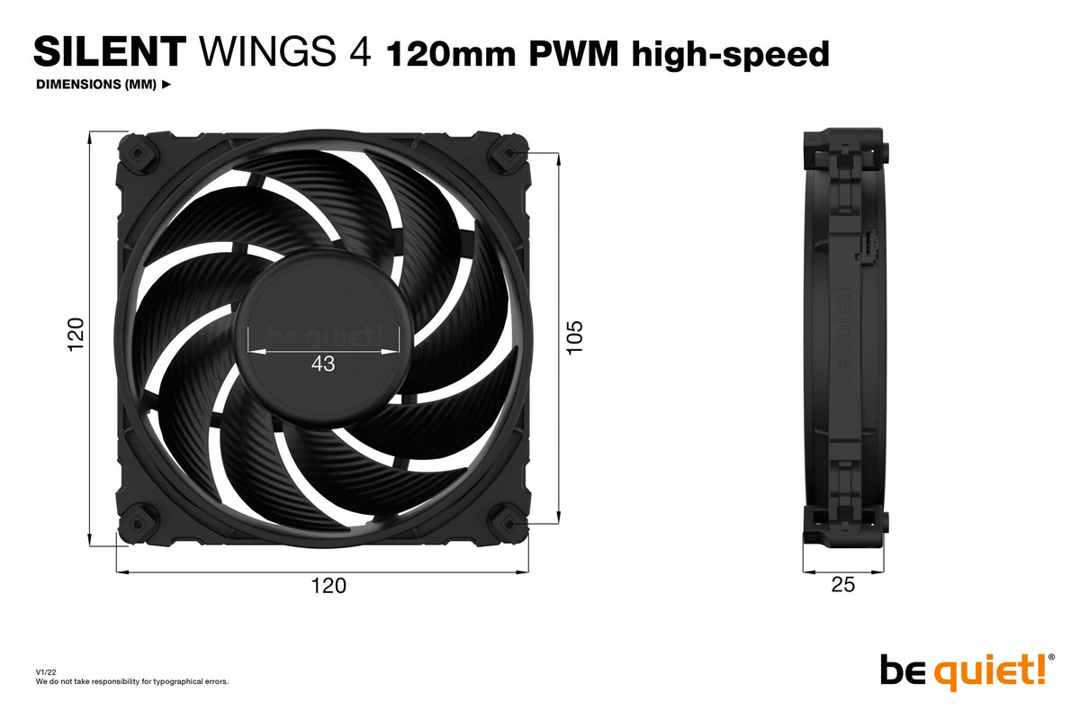 be quiet! SILENT WINGS 4 PWM High Speed - Computer Case Fan in Black - 120mm