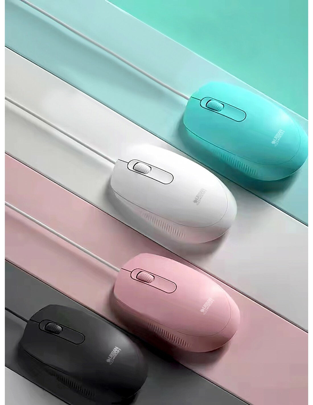 Urban Factory FREE - Ambidextrous USB Type-A Wired Optical Mouse in White - 1,200 DPI