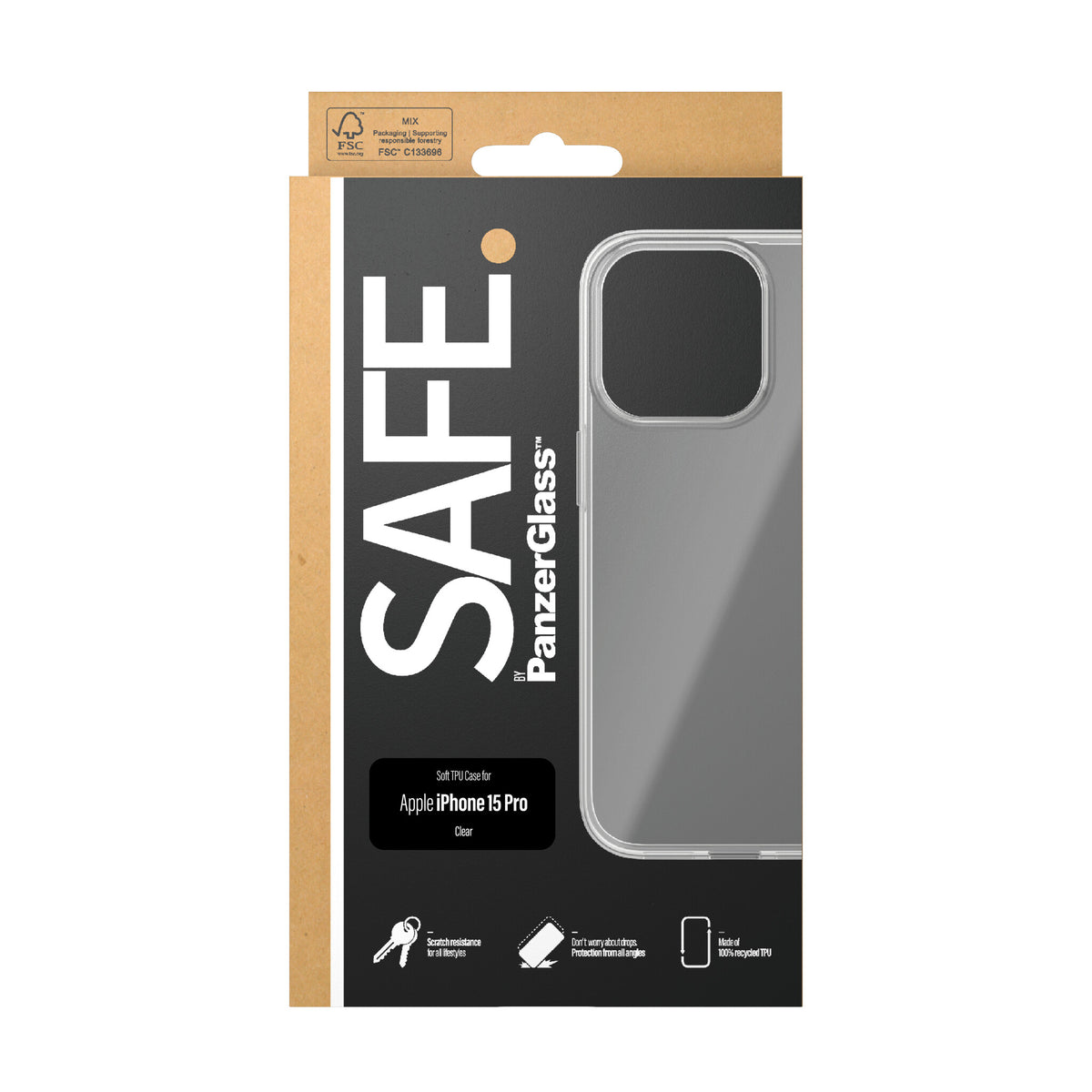 PanzerGlass SAFE. mobile phone case for iPhone 15 Pro in Transparent