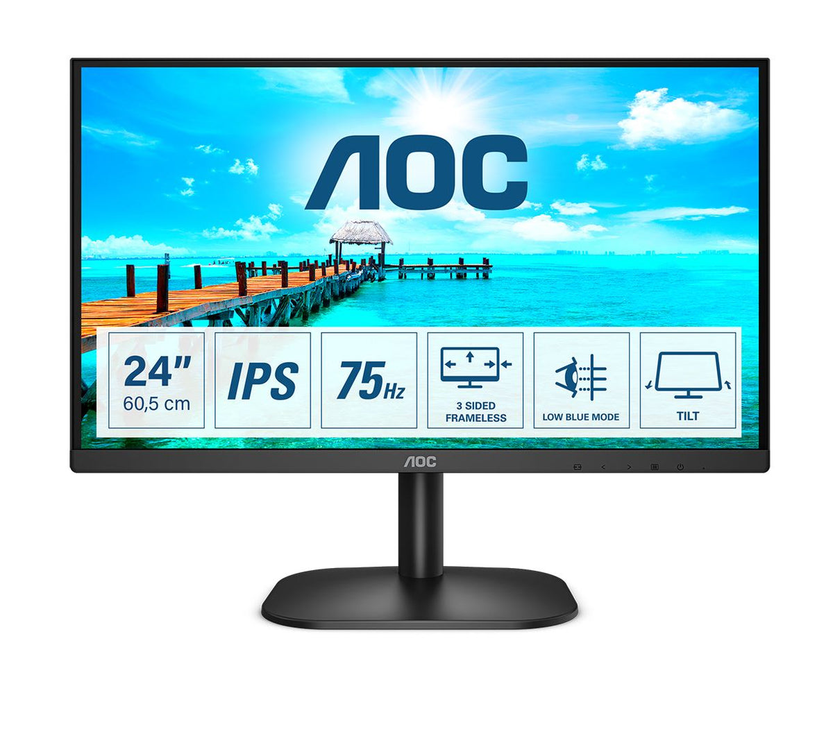 AOC B2 24B2XD LED display 60.5 cm (23.8&quot;) 1920 x 1080 pixels Full HD Black