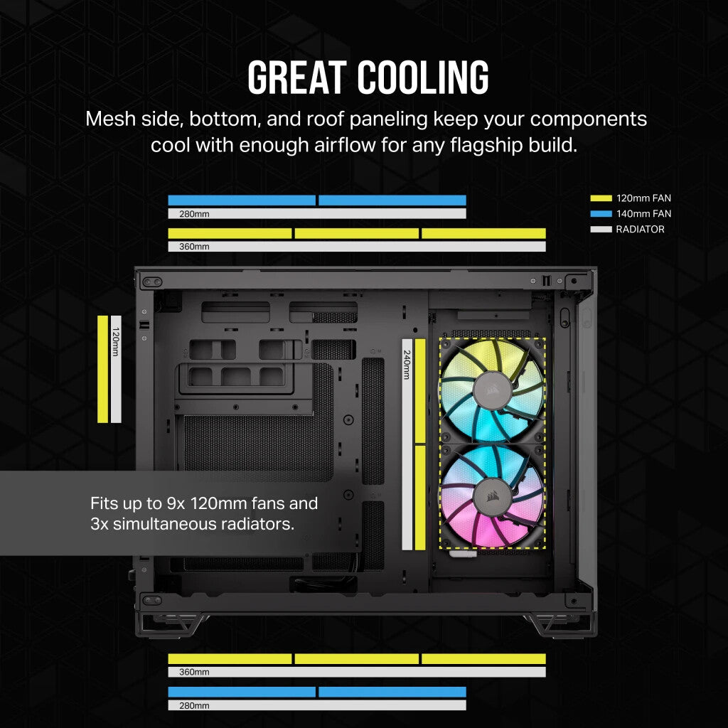 Corsair iCUE LINK 2500X RGB - Micro ATX Mid Tower Case in Black