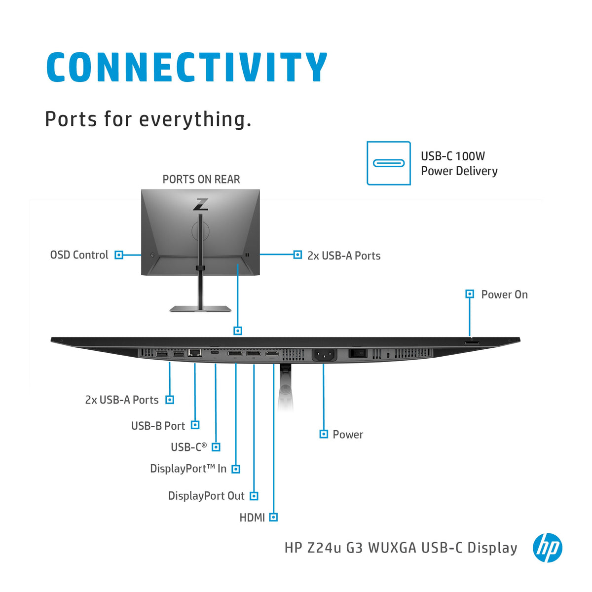 HP Z24u G3 - 61 cm (24") - 1920 x 1200 pixels LCD Monitor