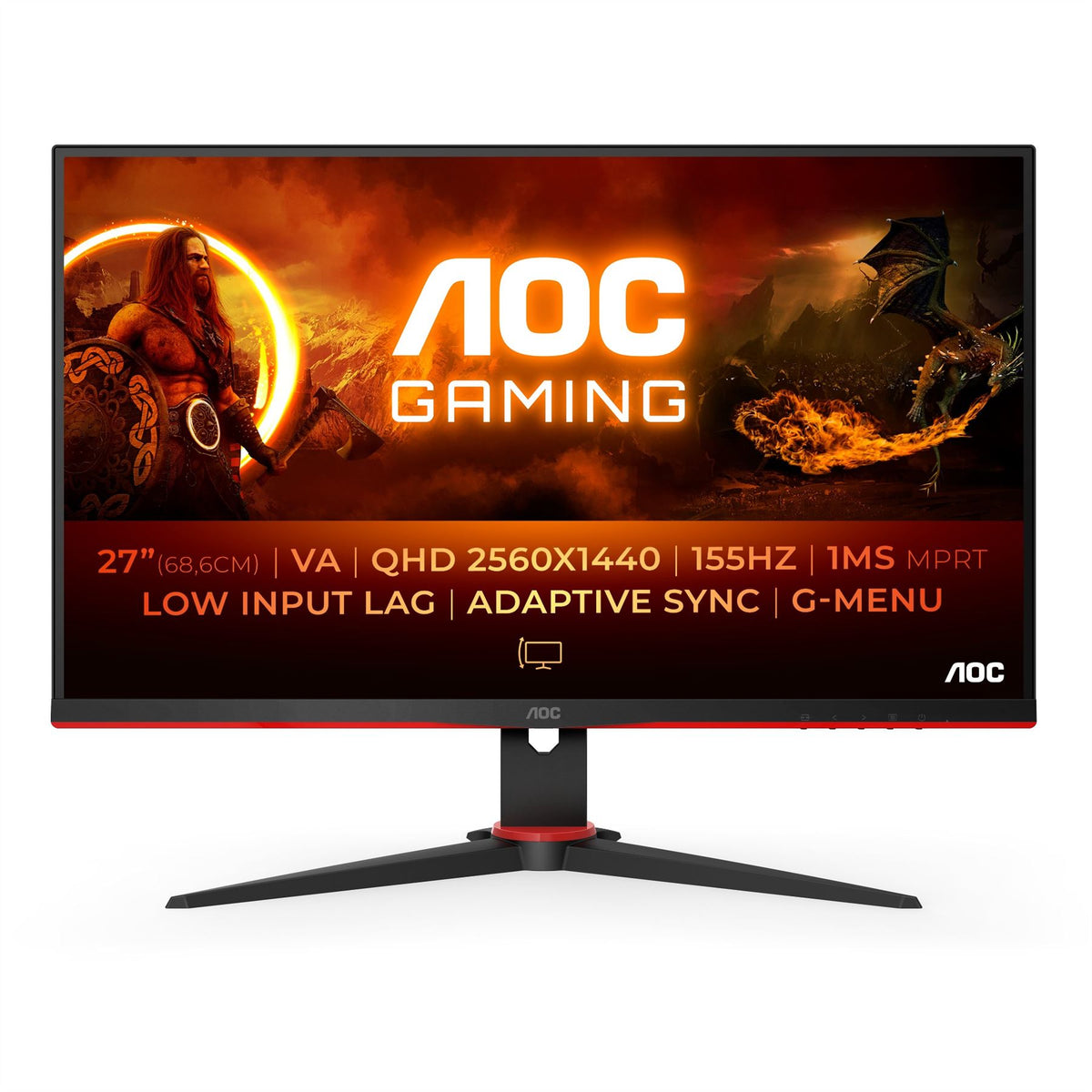 AOC G2 Q27G2E/BK Computer Monitor 68.6 cm (27") 2560 x 1440 pixels Quad HD Black, Red