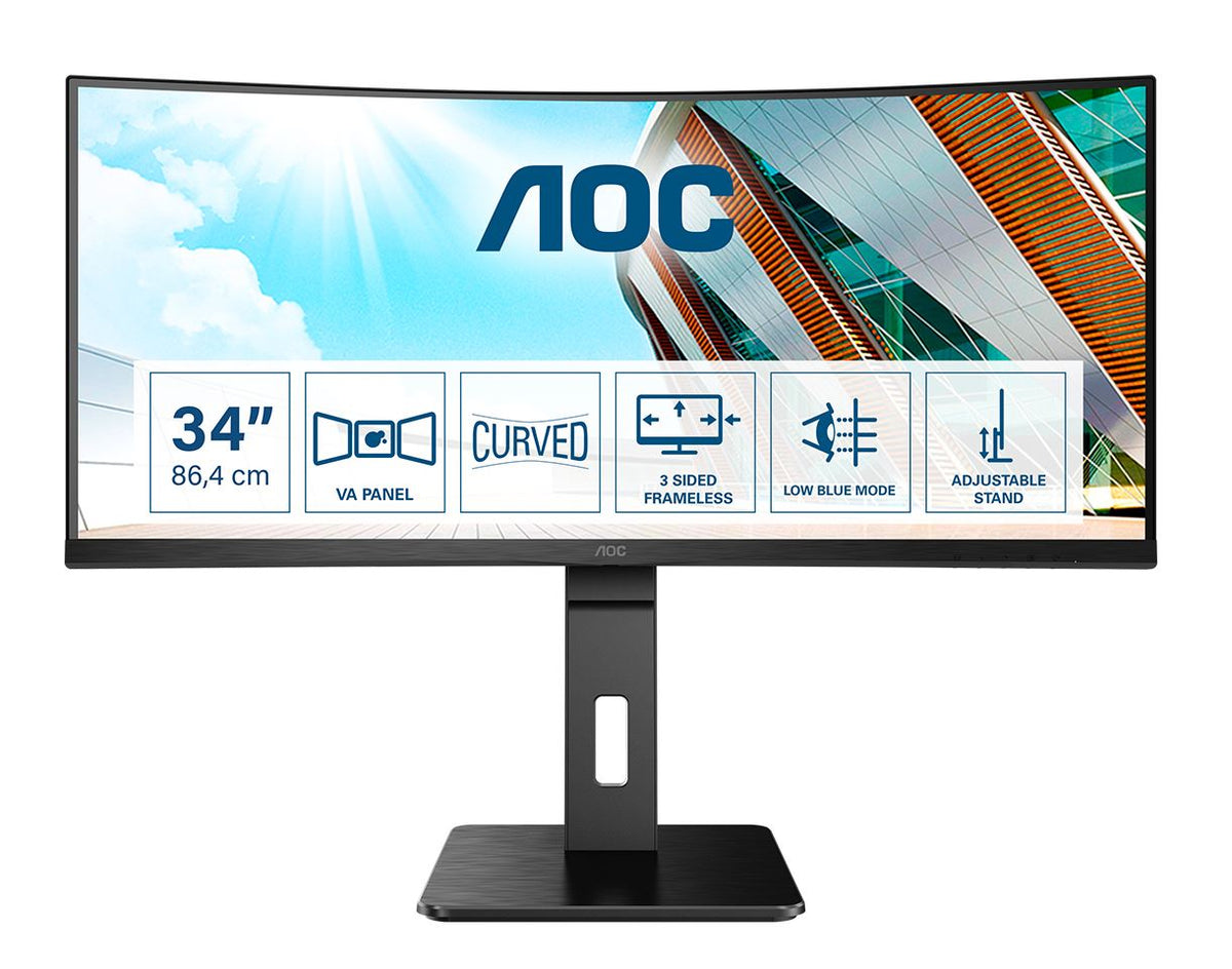 AOC P2 CU34P2A LED display 86.4 cm (34") 3440 x 1440 pixels Quad HD Black Monitor