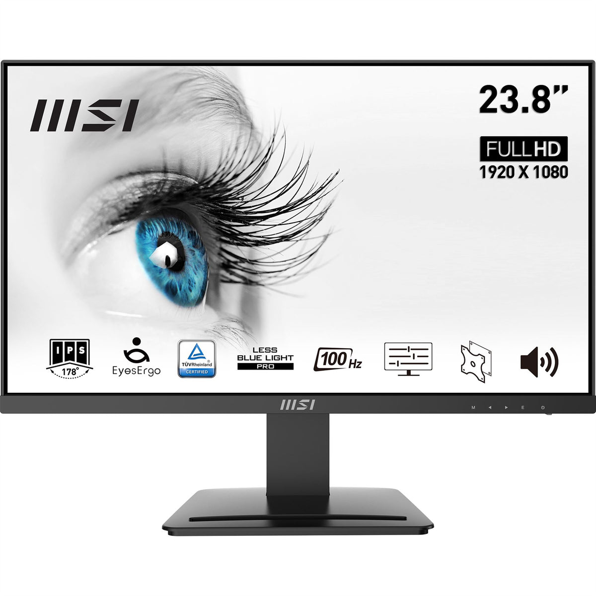 MSI Pro MP243X 23.8 Inch Monitor, Full HD (1920 x 1080), 100Hz, IPS, 4ms, HDMI, DisplayPort, Built-in Speakers, Anti-Glare, Anti-F