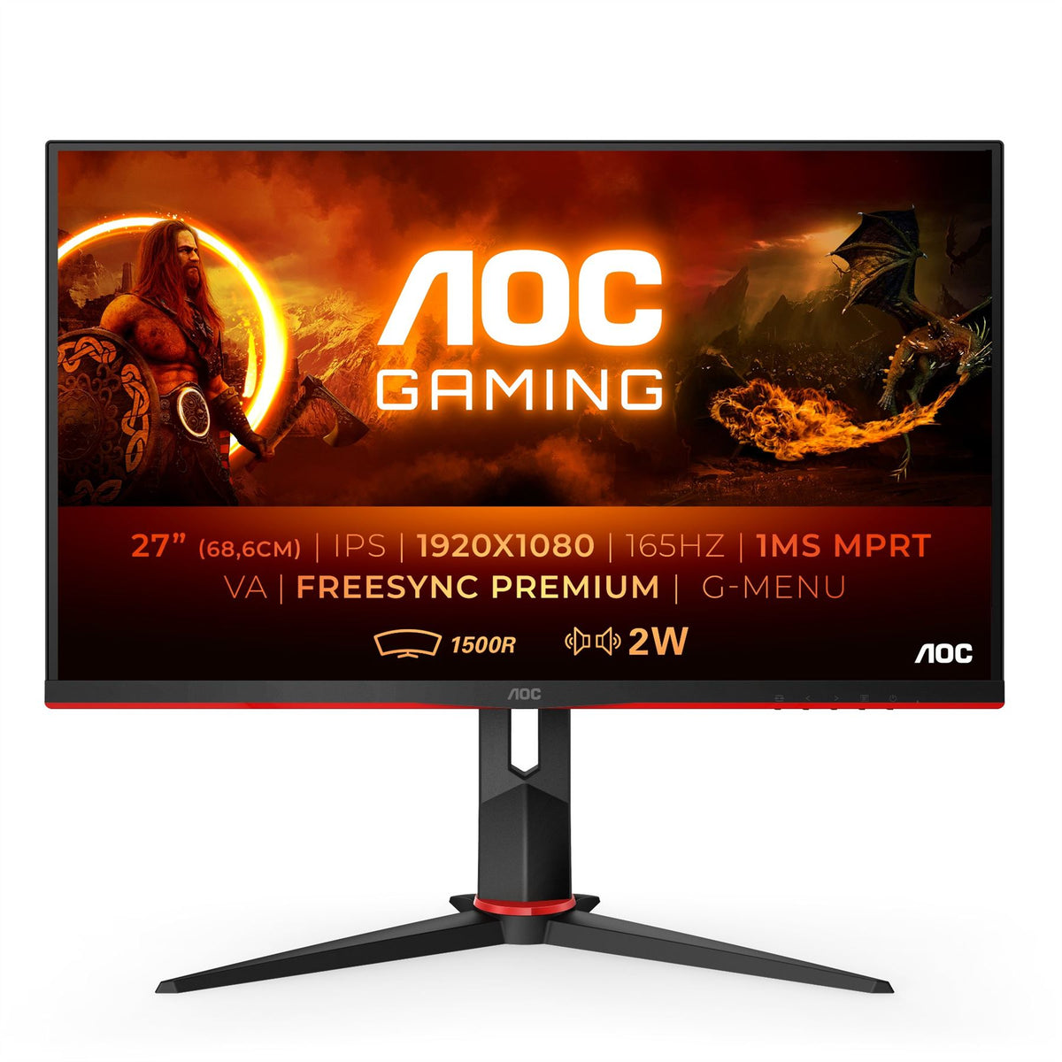AOC C27G2AE/BK LED display 68.6 cm (27") 1920 x 1080 pixels Full HD Black, Red Monitor