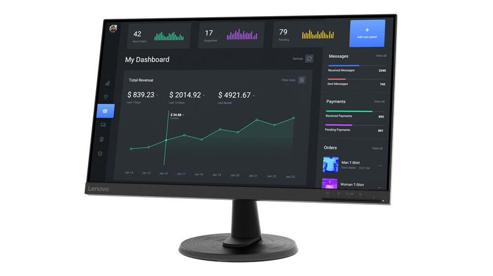 Lenovo D24-40 - 60.5 cm (23.8") - 1920 x 1080 pixels FHD W-LED Monitor