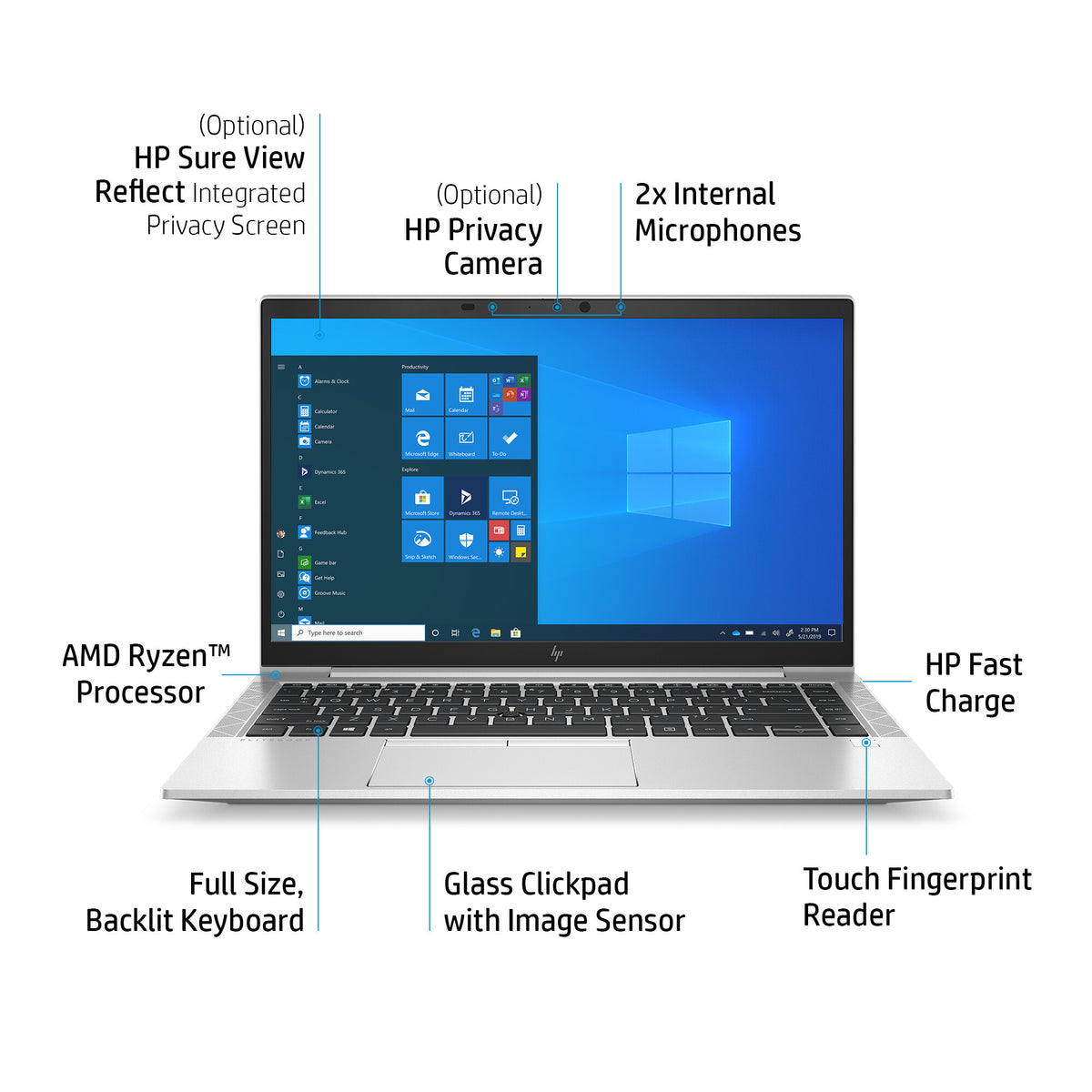 HP EliteBook 845 G8 Laptop - 35.6 cm (14&quot;) - AMD Ryzen™ 5 5600U - 8 GB DDR4-SDRAM - 256 GB SSD - Wi-Fi 5 - Windows 10 Pro - Silver